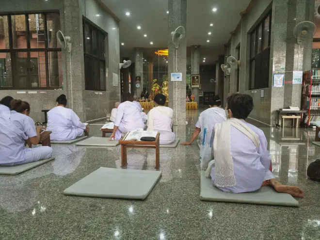 “Getting set up in the smaller prayer room”